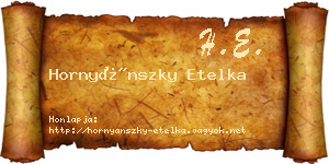 Hornyánszky Etelka névjegykártya